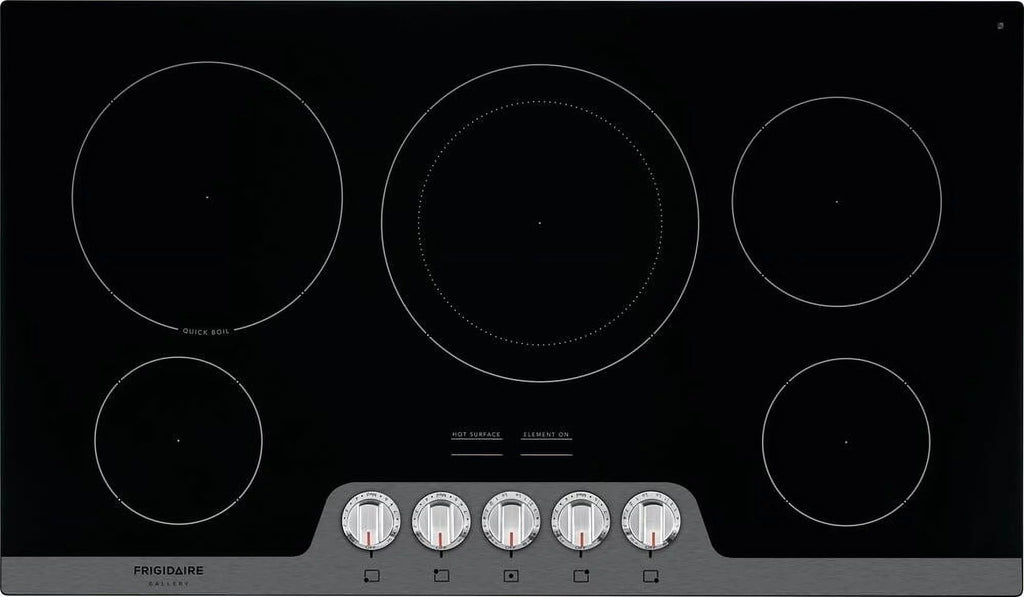 36 Electric Cooktop with 5 Elements Ceramic Glass Stainless Steel P181733