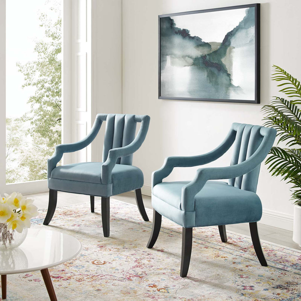 Light Blue Performance Velvet Accent Chair Set of 2 W111