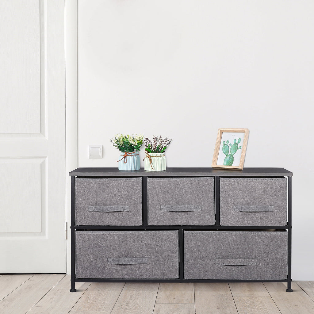 5 Drawers MDF Graphite Gray Dresser H5987