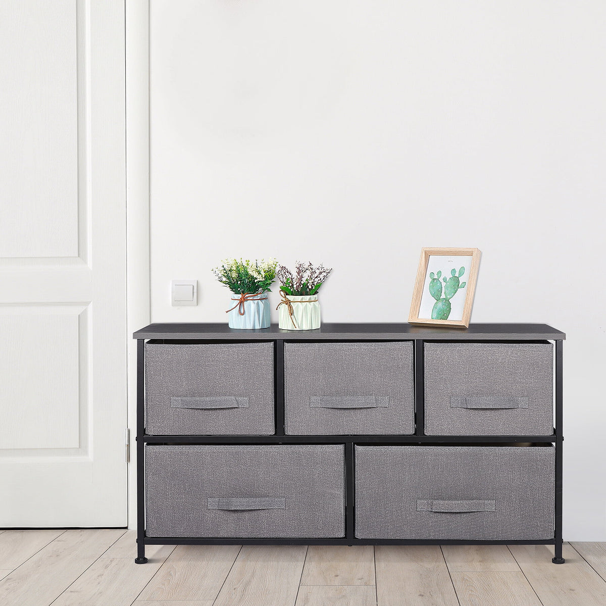 5 Drawers MDF Graphite Gray Dresser H5987