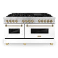 60 Inch Dual Fuel Range with White Matte Door and Gold Accents H67222