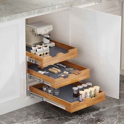 2 Tier Pull Out Wood Cabinet Organizer O5557