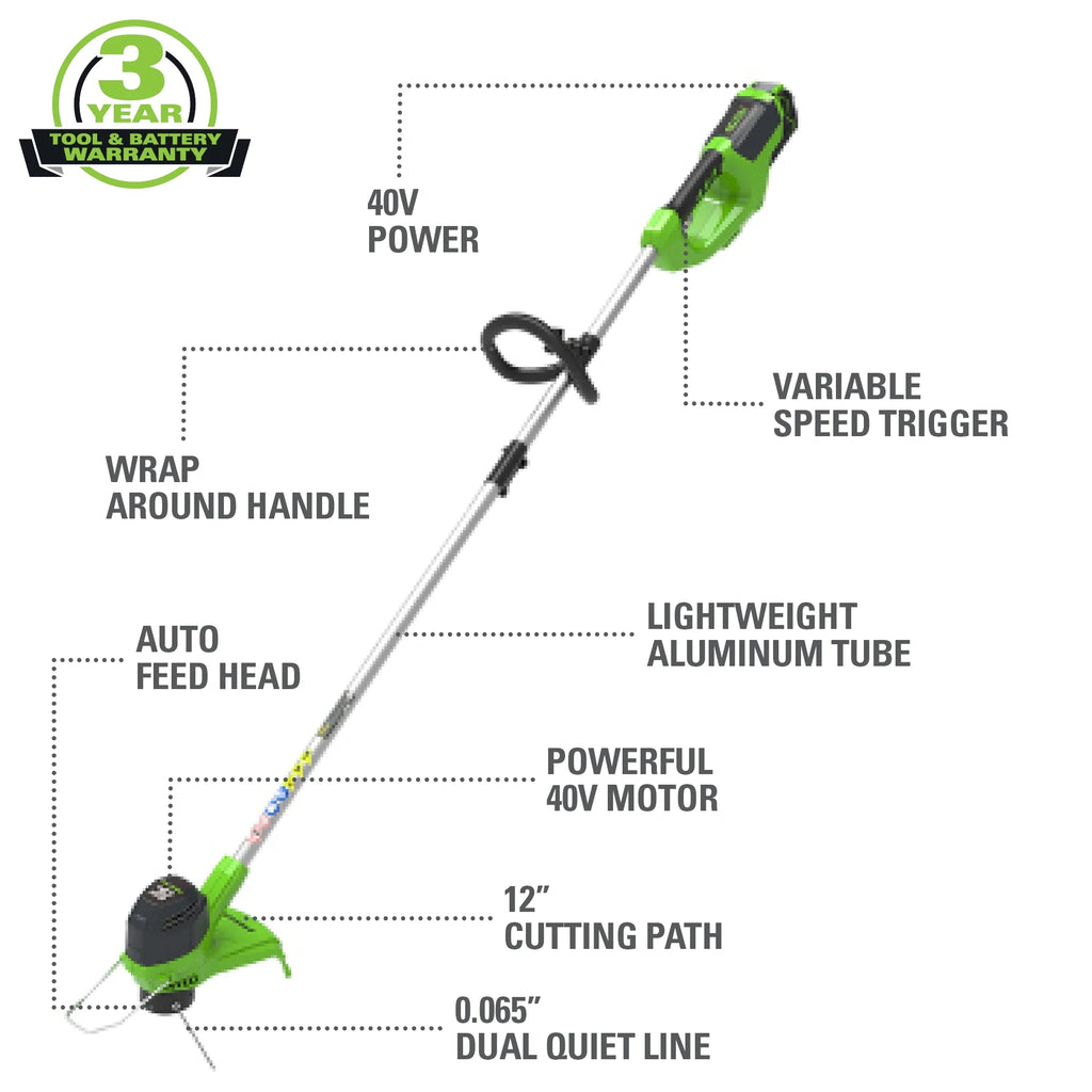 40V 12 String Trimmer with Battery & Charger V997
