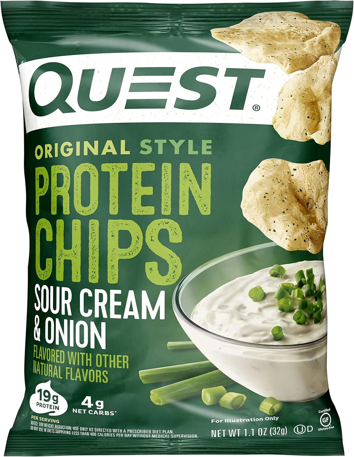 Protein Chips, Sour Cream & Onion, BBQ, 1.1 Ounce, Pack of 12 P730245