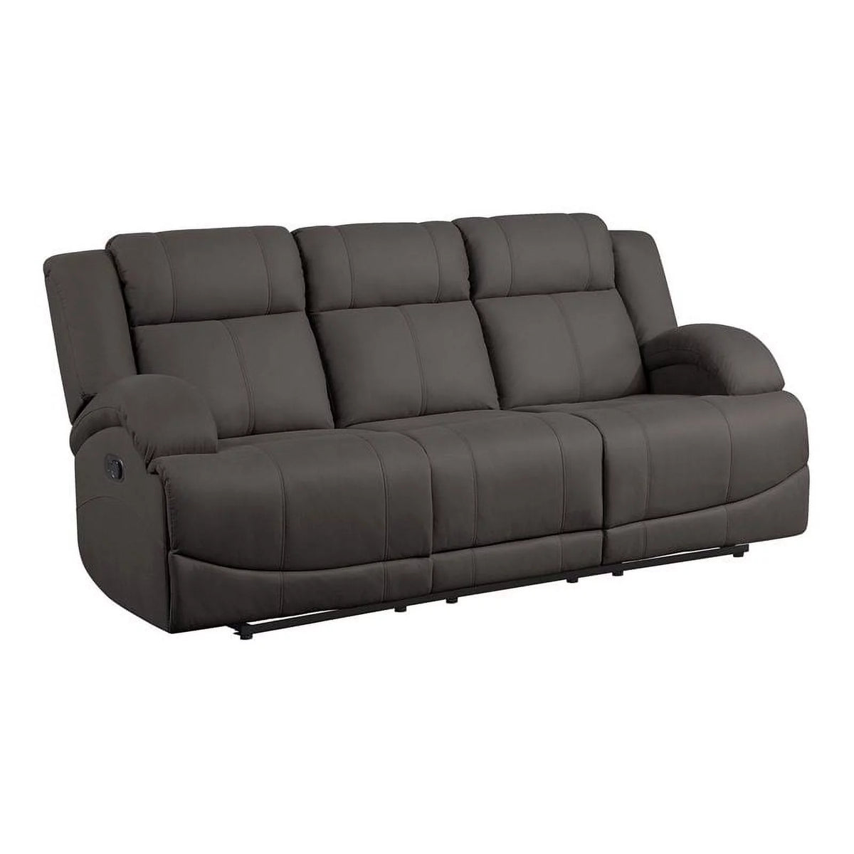 Chocolate Wood & Fabric Double Reclining Sofa A640755