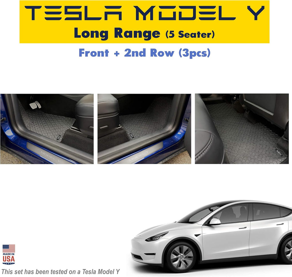 Black Rubber Heavy Duty Cargo Floor Mat for Tesla Model Y 5 Seater L333983