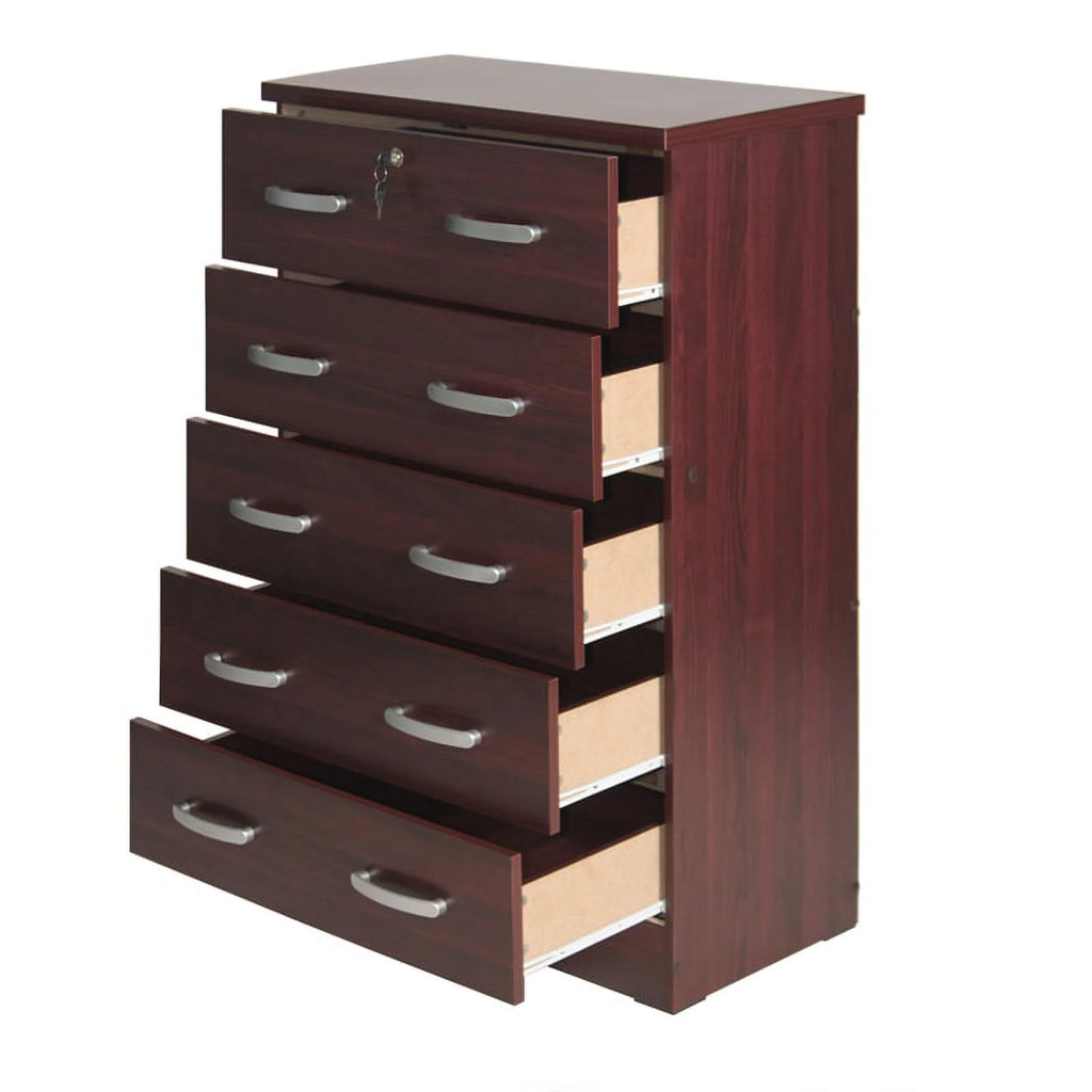 Twin Captains Bed & Dresser with Lock in Mahogany Y2472