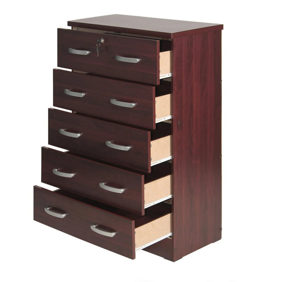 Twin Captains Bed & Dresser with Lock in Mahogany Y2472