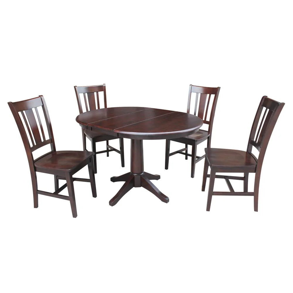 Round Extension Dining Table with 4 Chairs Set of 5 F6272