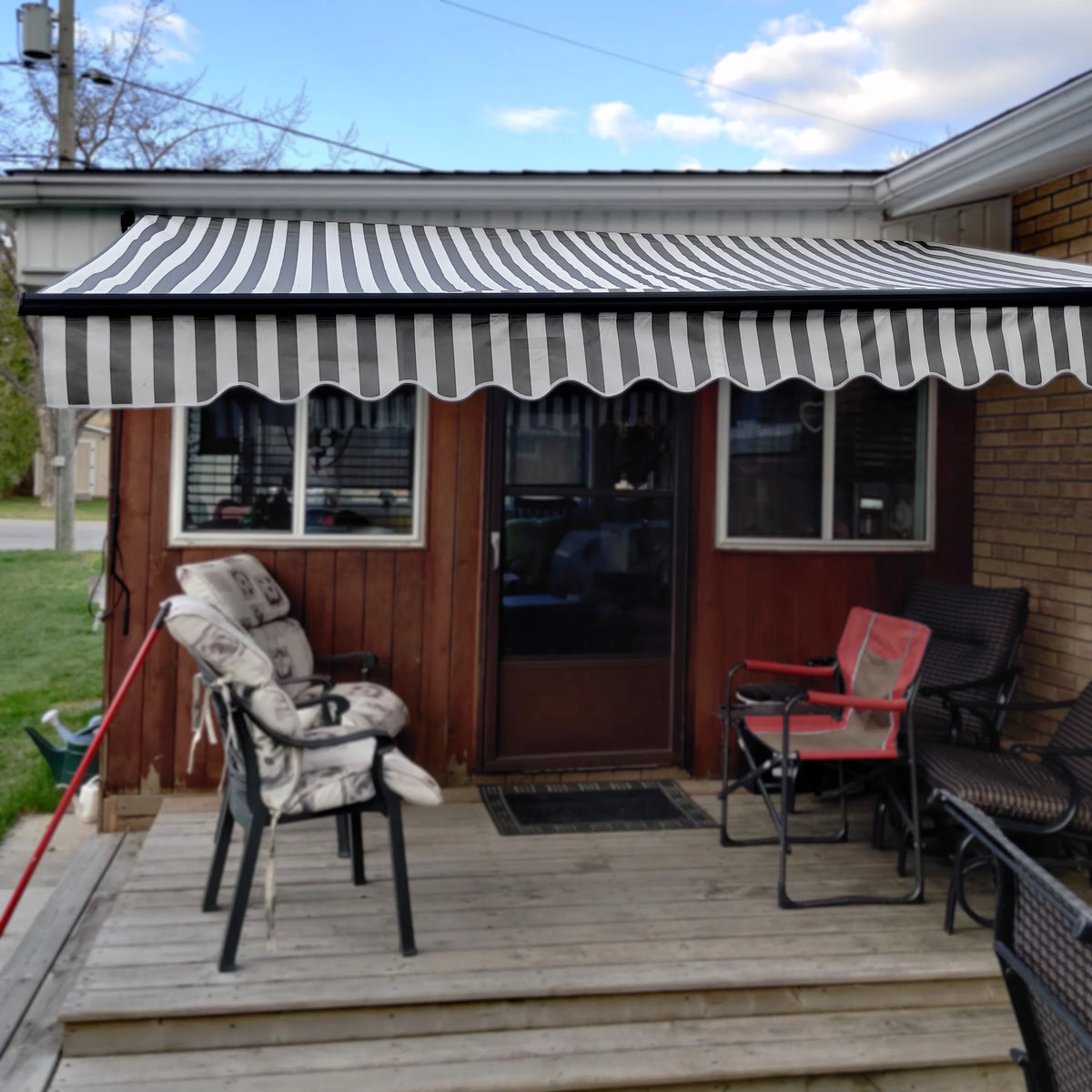 20' x 10' Retractable Motorized Black Frame Patio Awning S2537