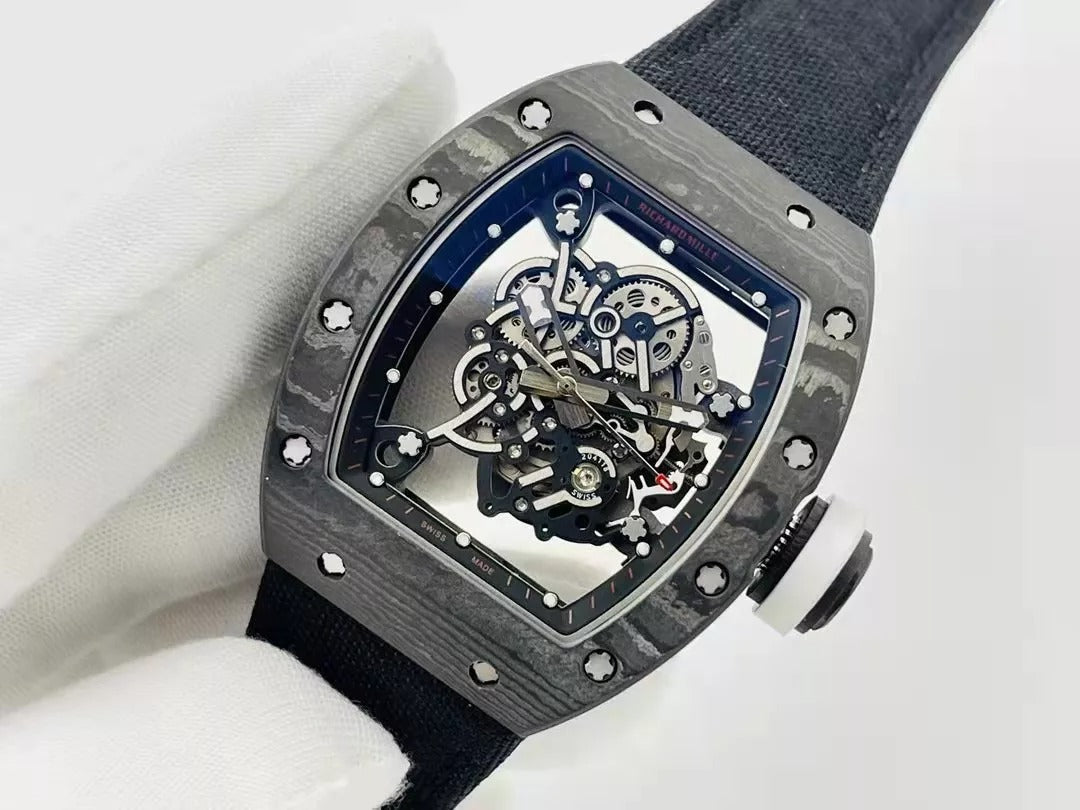 Skeleton Dial Black Bezel Black Canvas Strap L608483