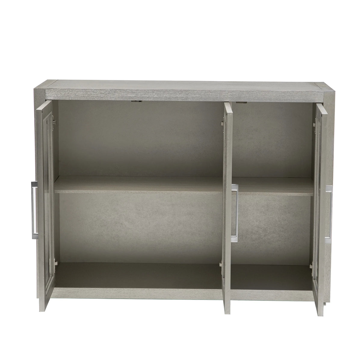 Wood Storage Cabinet with Three Tempered Glass Doors and Adjustable Shelf F628