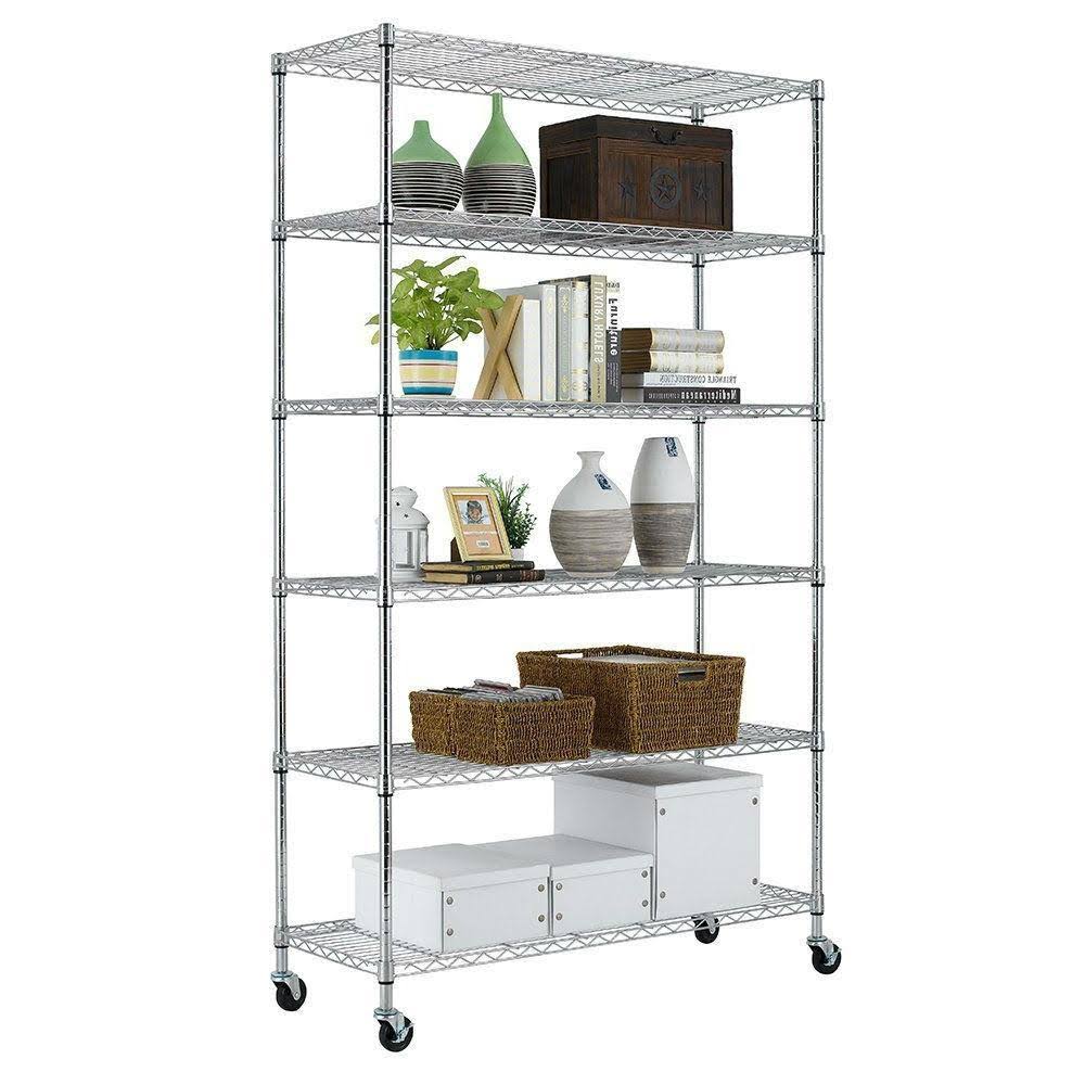 Heavy Duty 6-Shelf Metal Storage Rack with Casters W7250