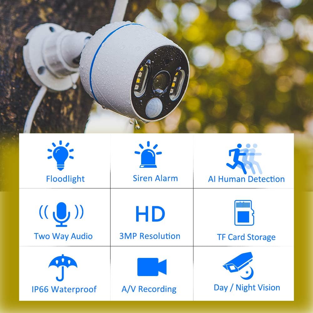 Wireless Security Camera System 8CH 3MP Color Night Vision 2TB Hard Drive K37531