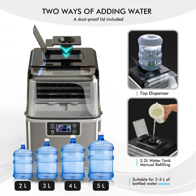 Compact Ice Maker Machine, 45 Lbs/24H, 24 Pcs/13 Mins, Self-Cleaning A580378