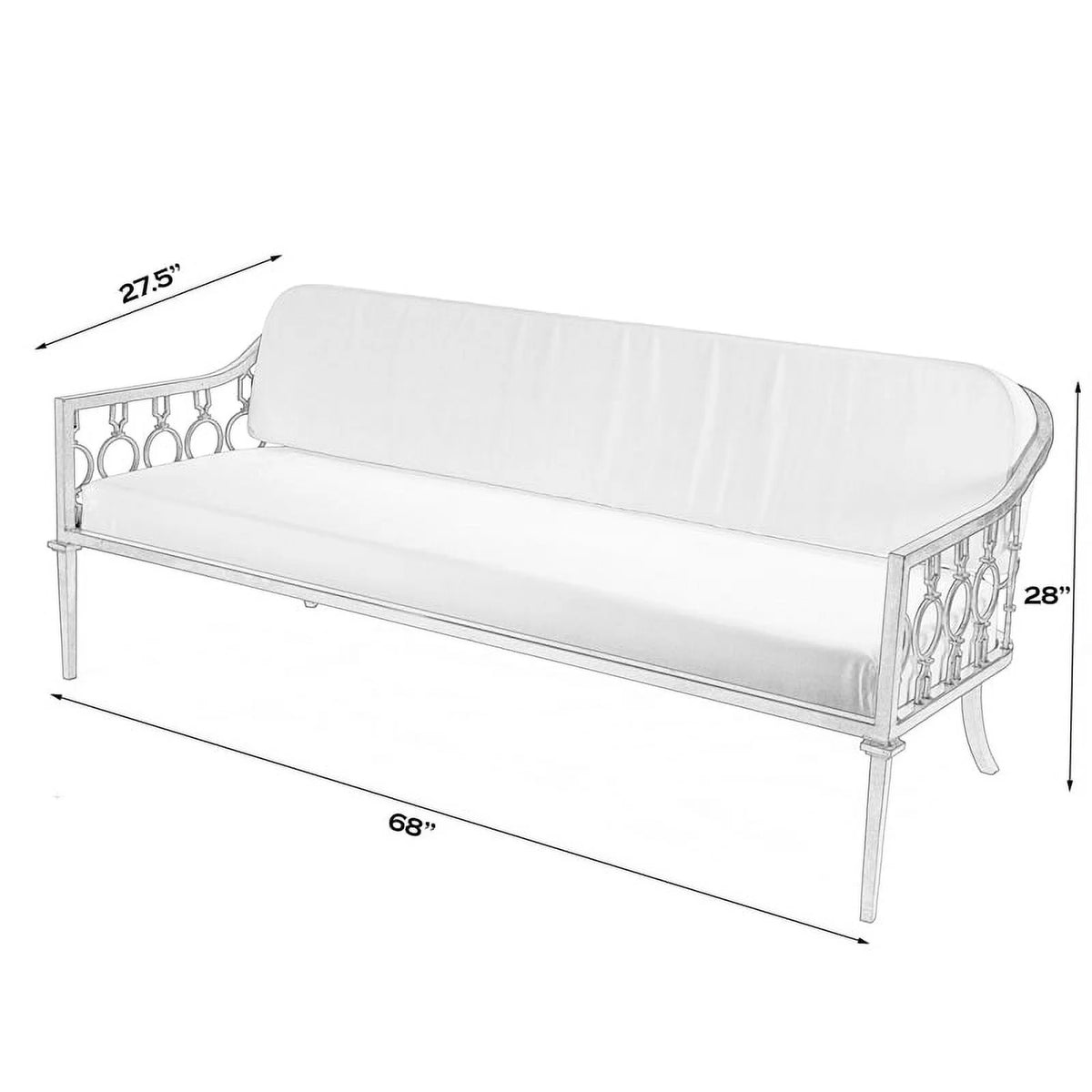 Black Iron Upholstered Outdoor Sofa I7981