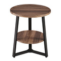 Round 2-Tier Side Accent Table with Raised Lip Edge and Crossed Metal Legs M306917