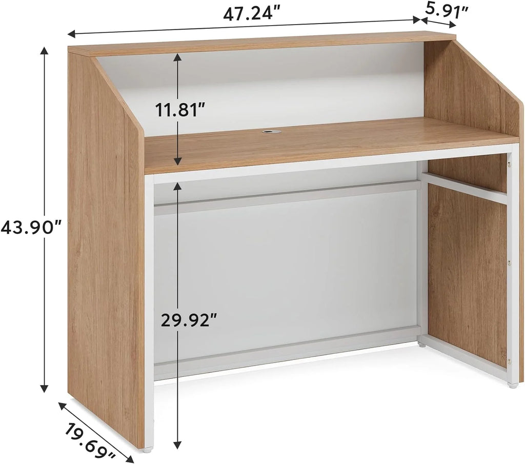 47 Inch Reception Desk with Open Shelves H400