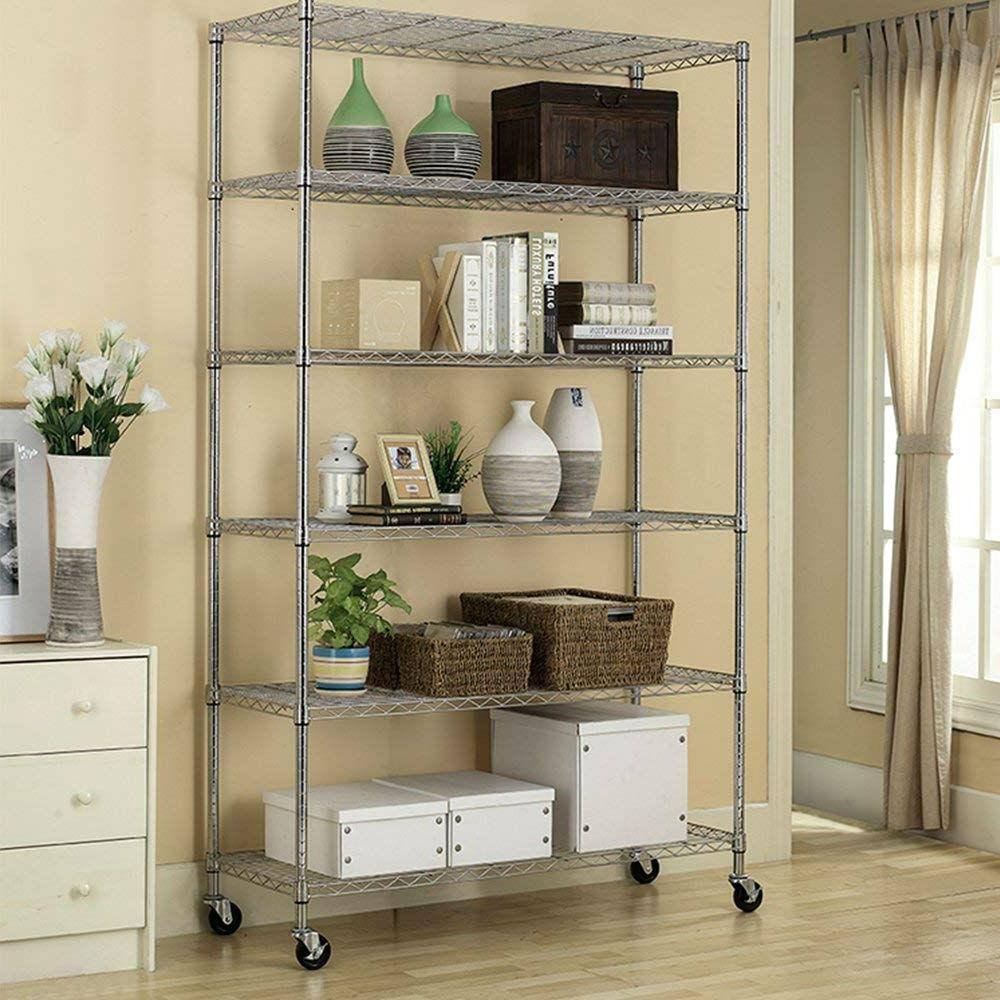 Heavy Duty 6-Shelf Metal Storage Rack with Casters W7250
