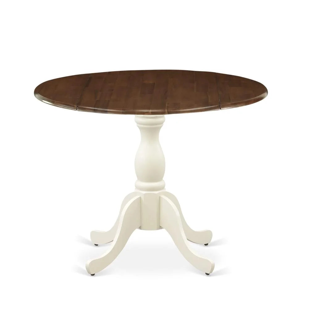Drop Leaf Kitchen Table with Walnut Top and Linen White Pedestal Leg K80352