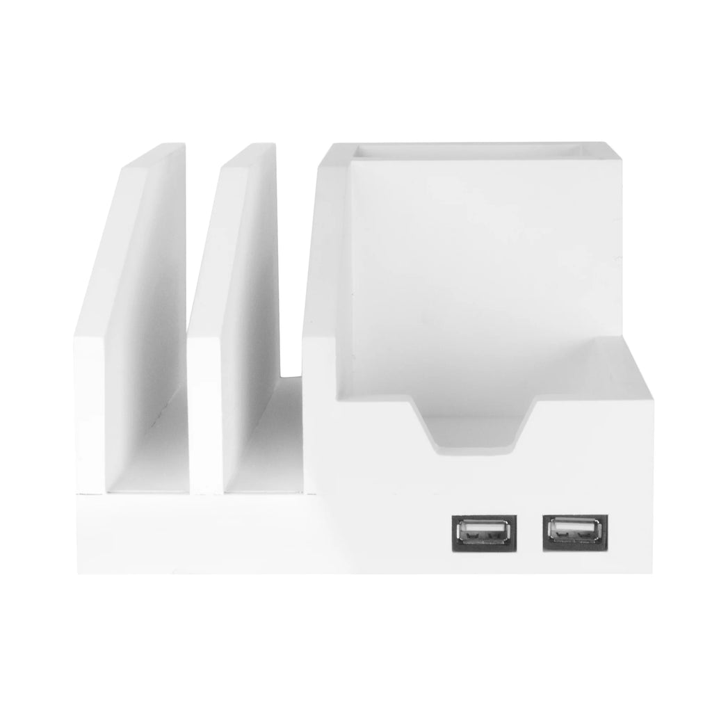 White USB Desk Organizer Storage Rack M75924