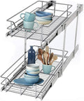 2 Tier Wire Basket Pull Out Organizer Shelf Sliding Drawer Storage M864917