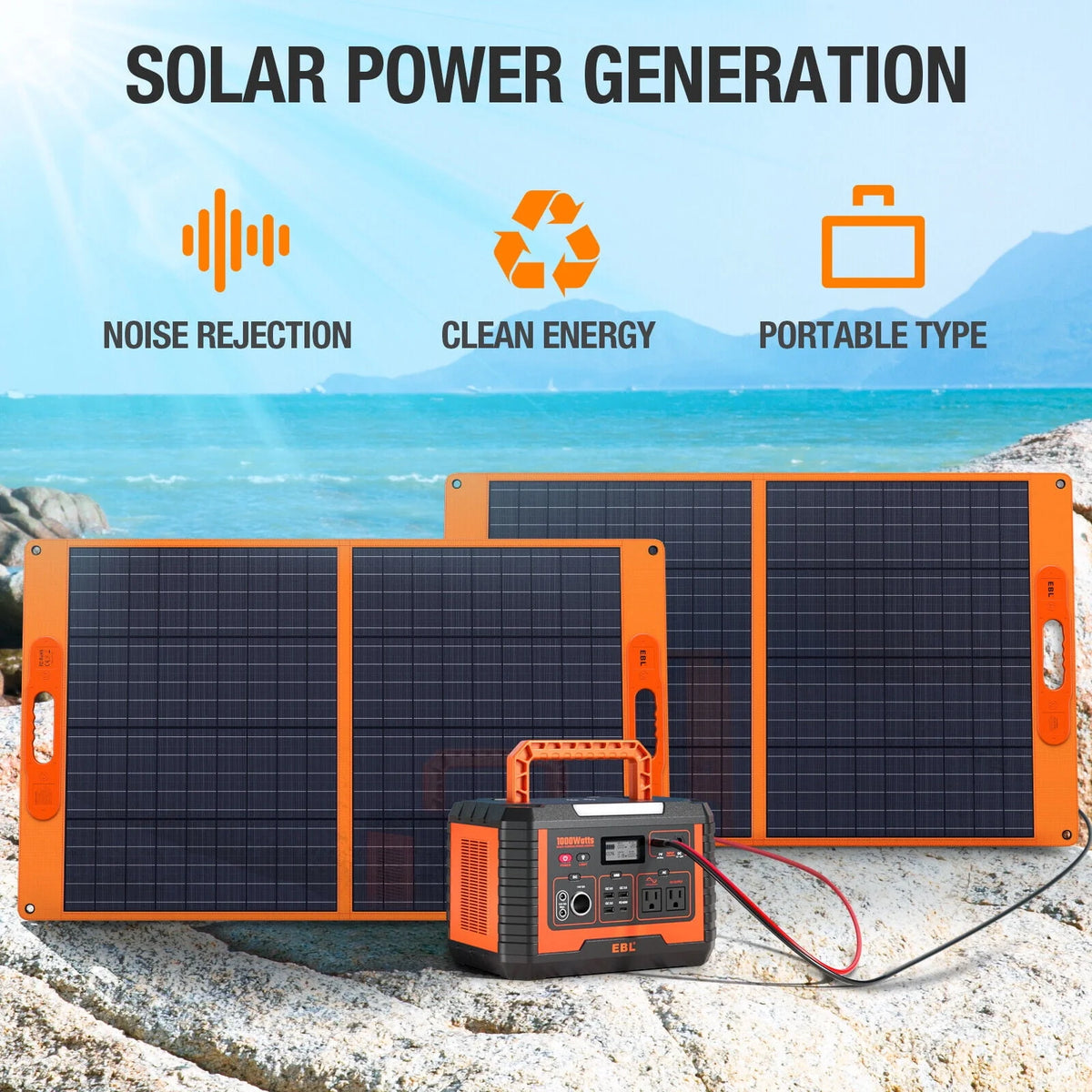 2Packs Portable Power Station 1000W Solar Generator 270000mAh Waterproof N9710