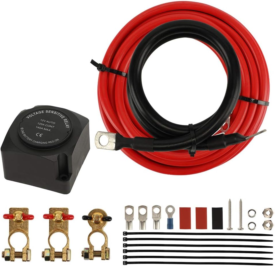 12V 140Amp Voltage Sensitive Relay & Wiring Cable Kit X854590