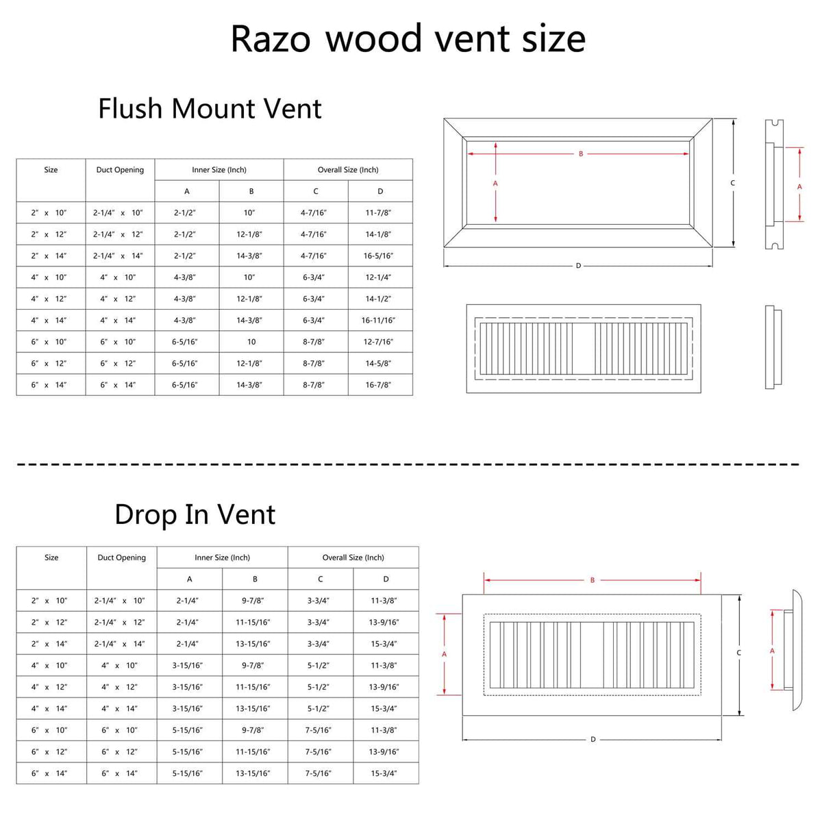 Oak Wood Floor Register Vent Cover B8487