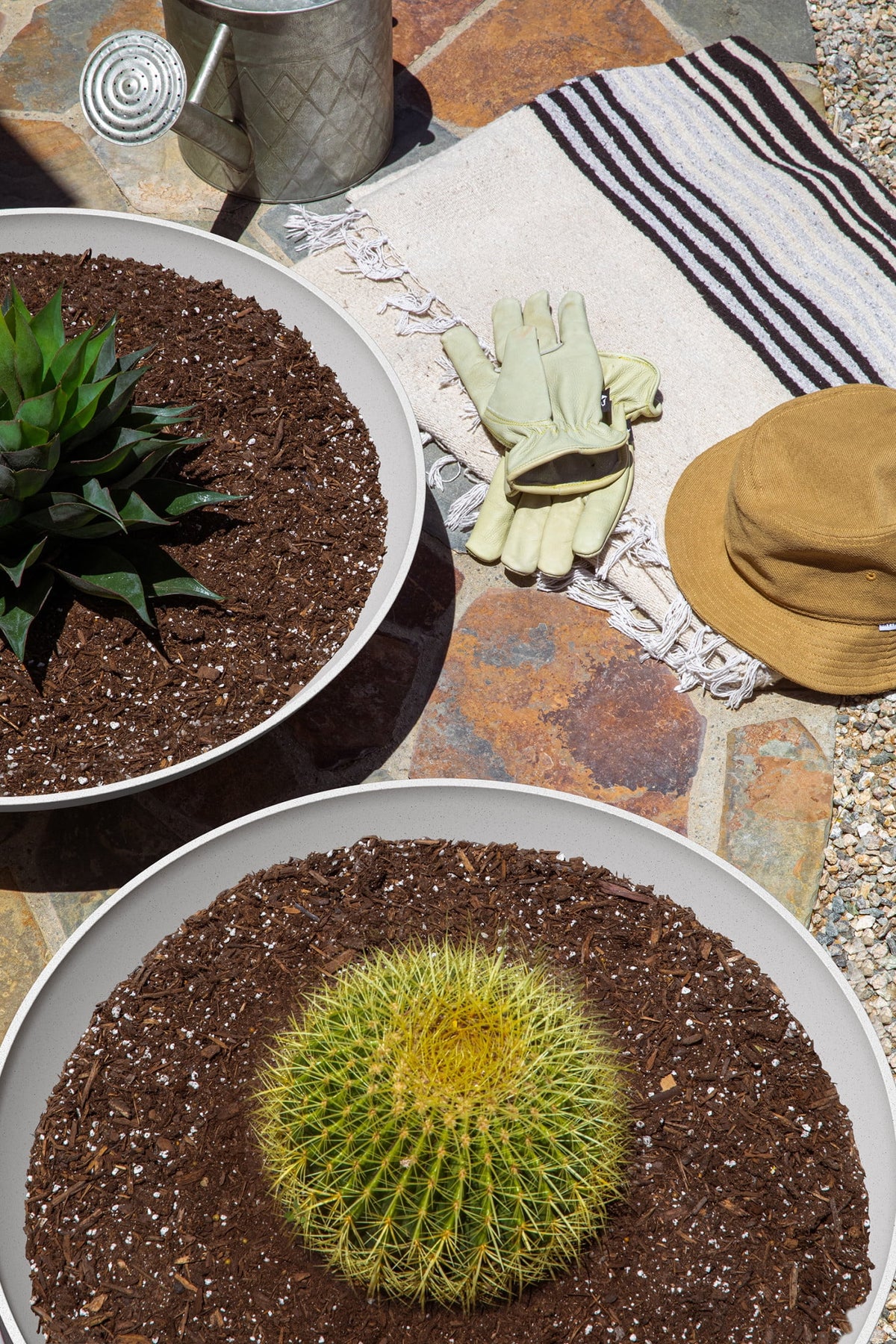 24" Plastic-Stone Planter 2-Pack White U741848