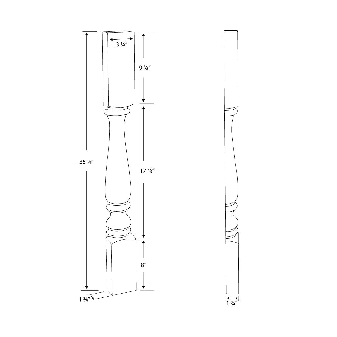 Unfinished Solid Hardwood Half Round Kitchen Island Leg H265557