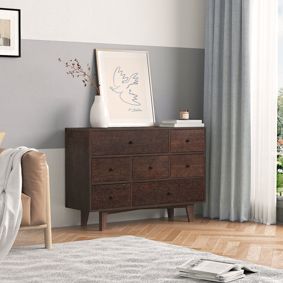 7 Drawer Solid Wood Dresser Cabinet J27028