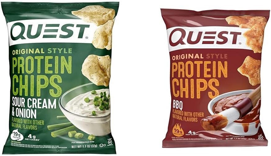 Protein Chips, Sour Cream & Onion, BBQ, 1.1 Ounce, Pack of 12 P730245
