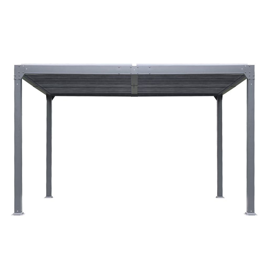 13 x 10 ft. Outdoor Aluminum Louvered Pergola Waterproof Gazebo with 2 Adjustable Rainproof Panels - Dark Gray Z2669