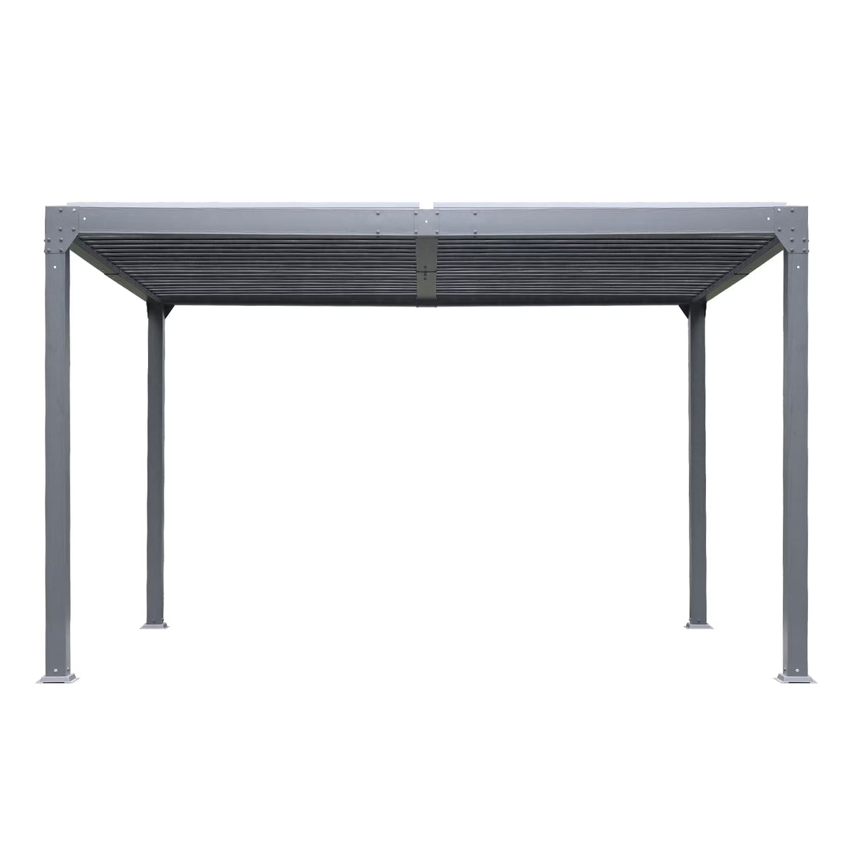 13 x 10 ft. Outdoor Aluminum Louvered Pergola Waterproof Gazebo with 2 Adjustable Rainproof Panels - Dark Gray Z2669