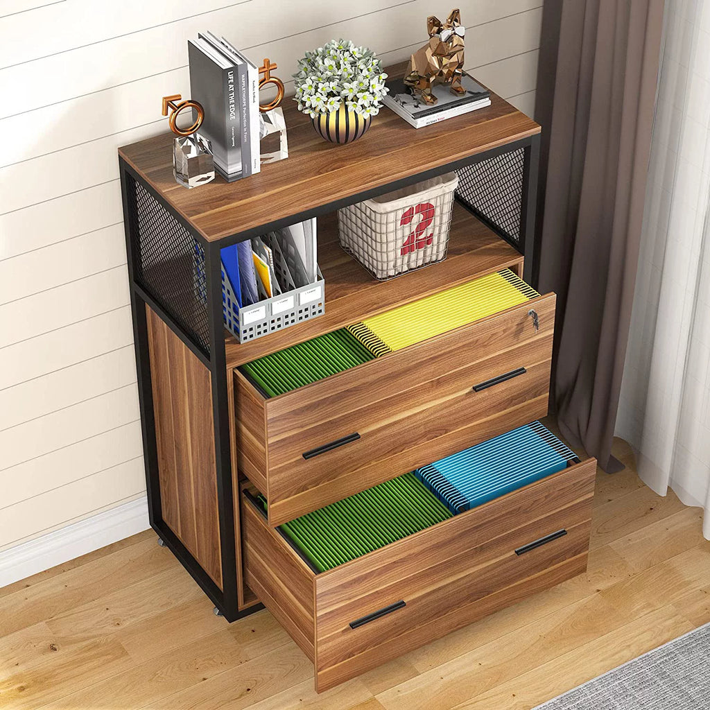 2-Drawer Lateral File Cabinet with Lock (Walnut) I890