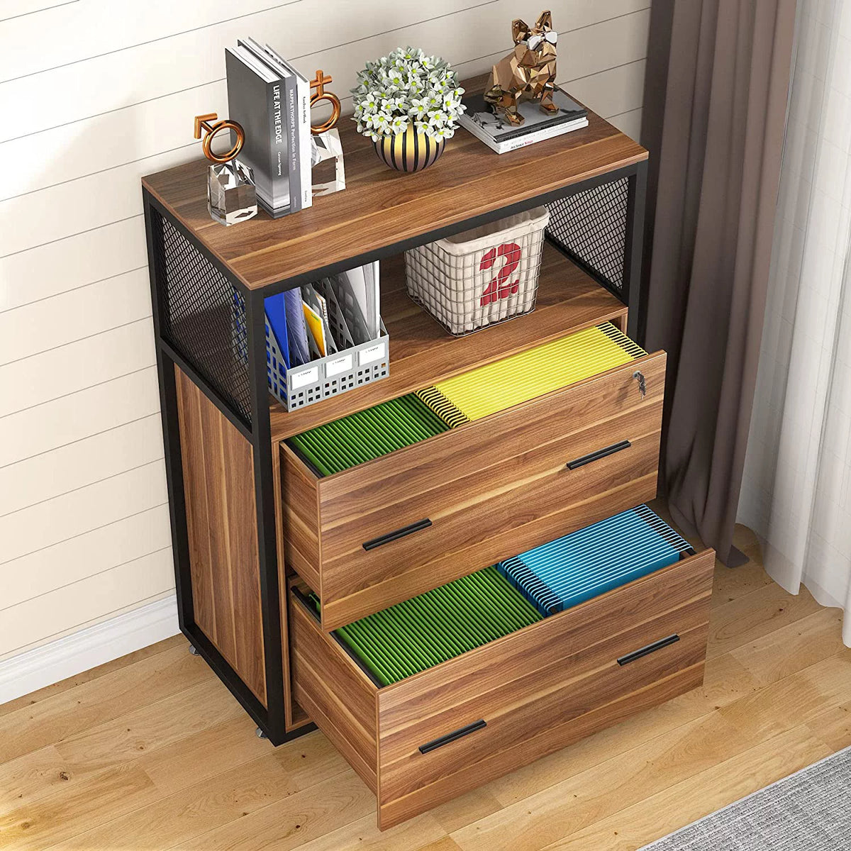 2-Drawer Lateral File Cabinet with Lock (Walnut) I890