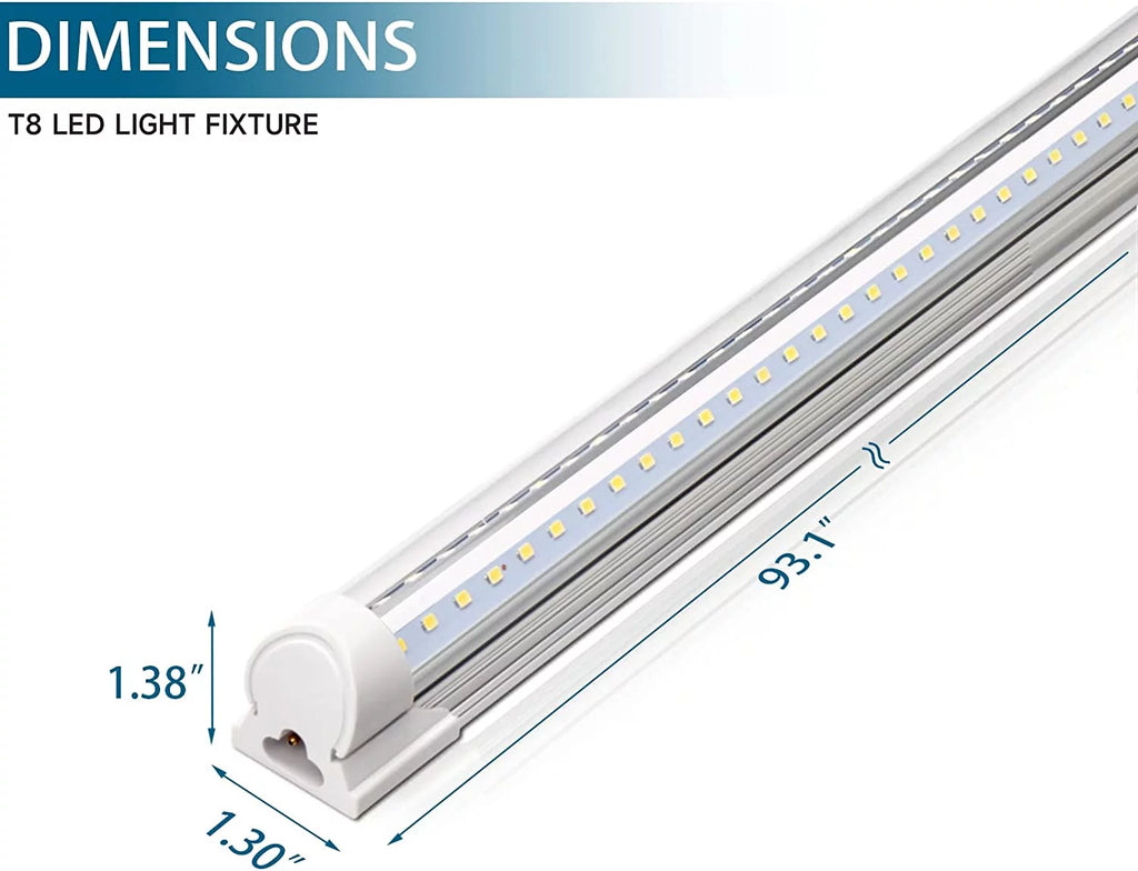 8FT 72W 9000LM 5000K Daylight White T8 Linkable LED Shop Light, 4 Packs D88389