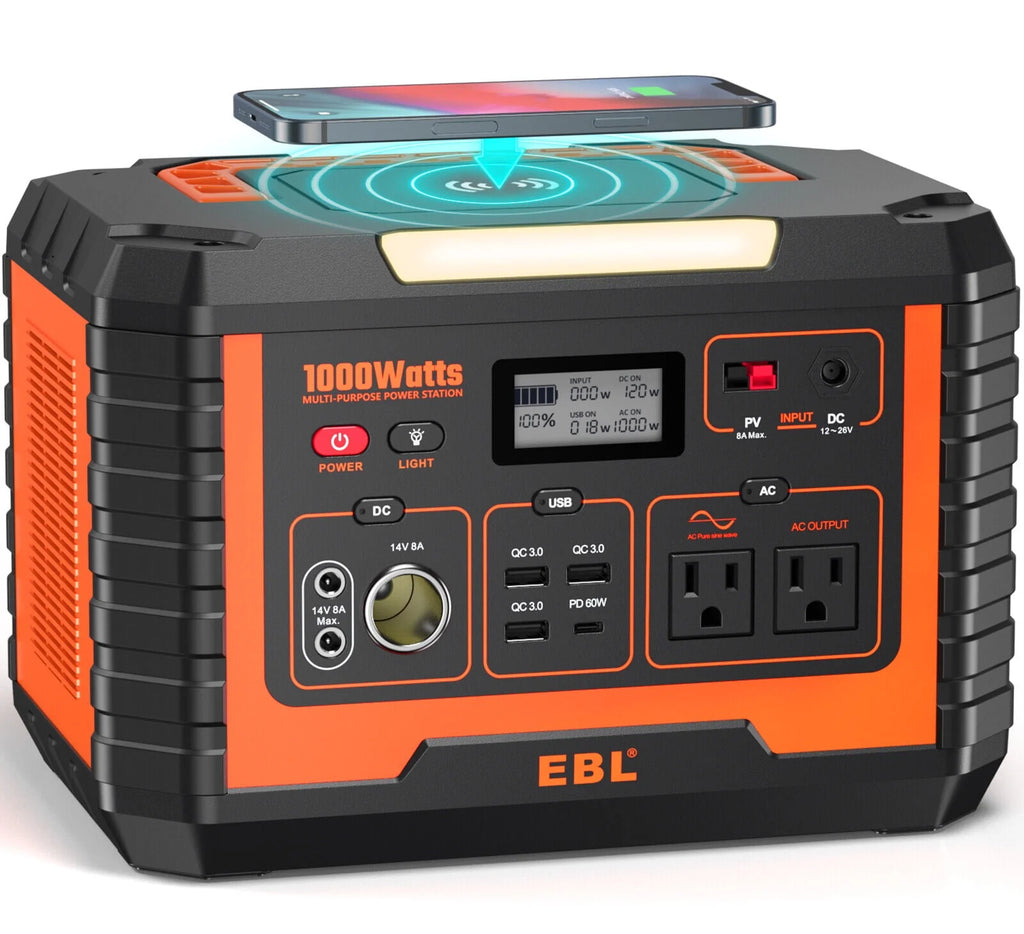 2Packs Portable Power Station 1000W Solar Generator 270000mAh Waterproof N9710