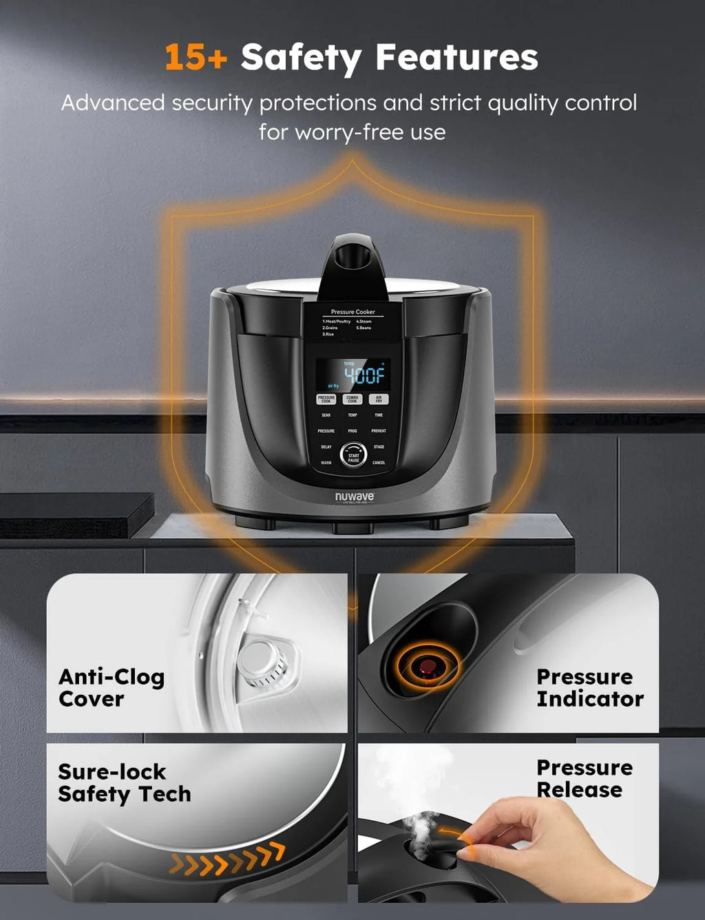 Air Fryer Electric Pressure Cooker and Grill Combo W3840