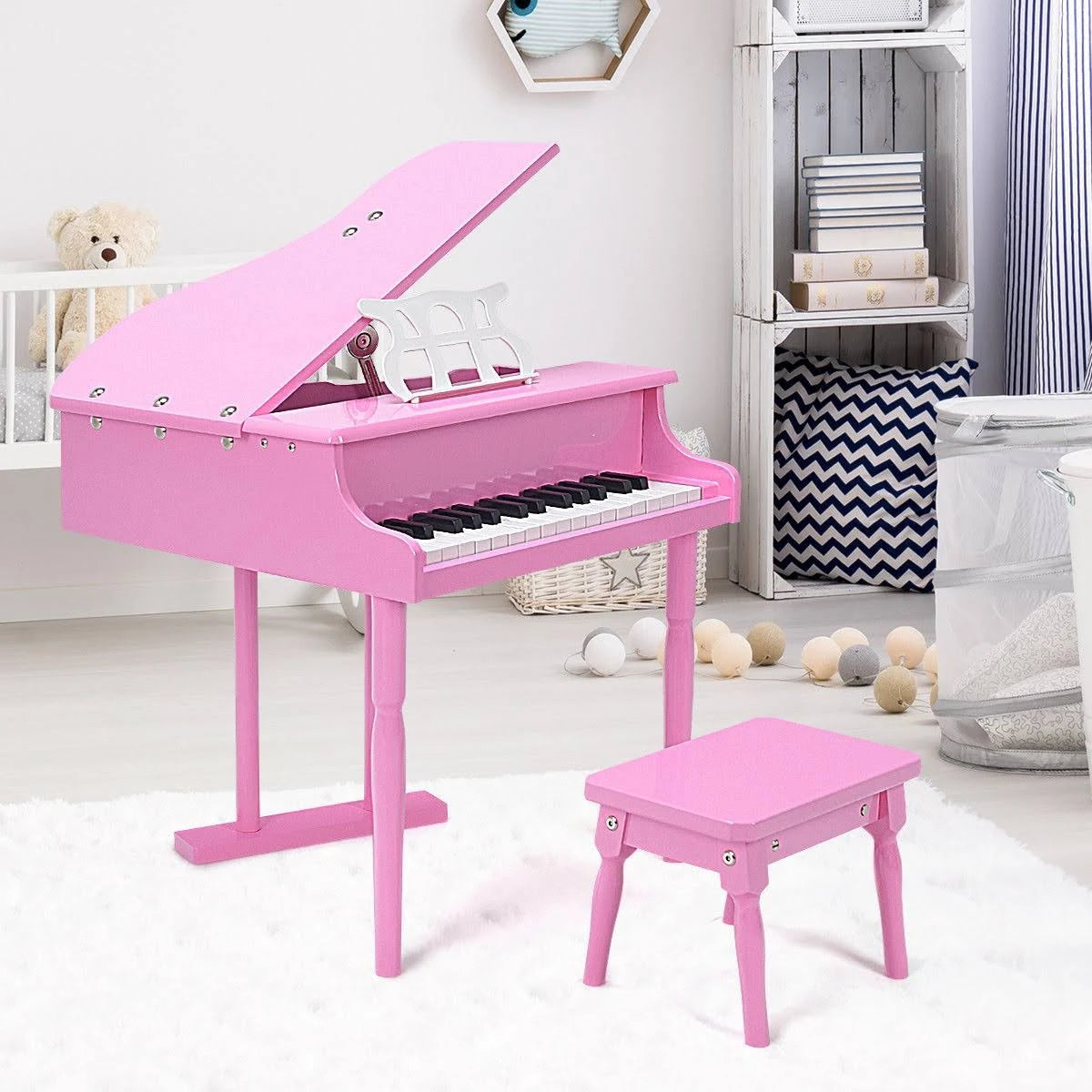 Pink Children Grand Piano with Bench W647733