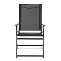 Steel and Sling Folding Outdoor Patio Armchair Set of 2, Teal X3004
