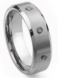 Titanium Tungsten Carbide Black Diamond Comfort Fit Mens Wedding Band Ring 8mm Sz 10.0 Z674