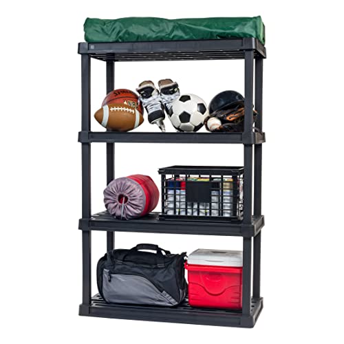 4-Shelf Heavy Duty Plastic Storage Shelves Black V69471