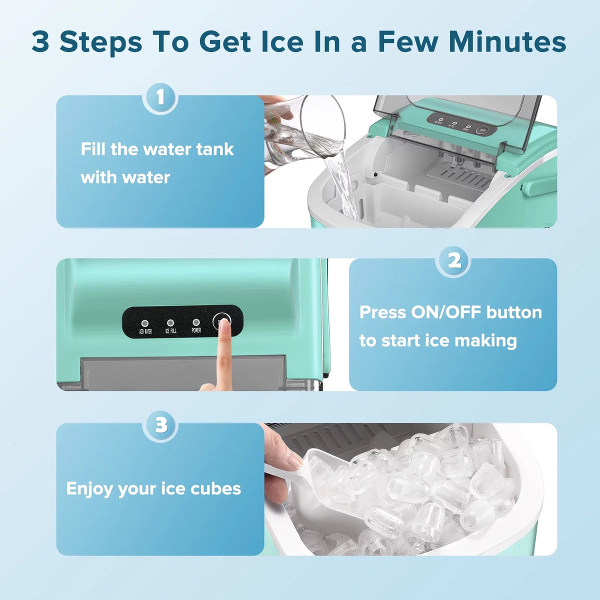 Portable Countertop Ice Maker with Handle, 26lbs/24H, Black Y434871