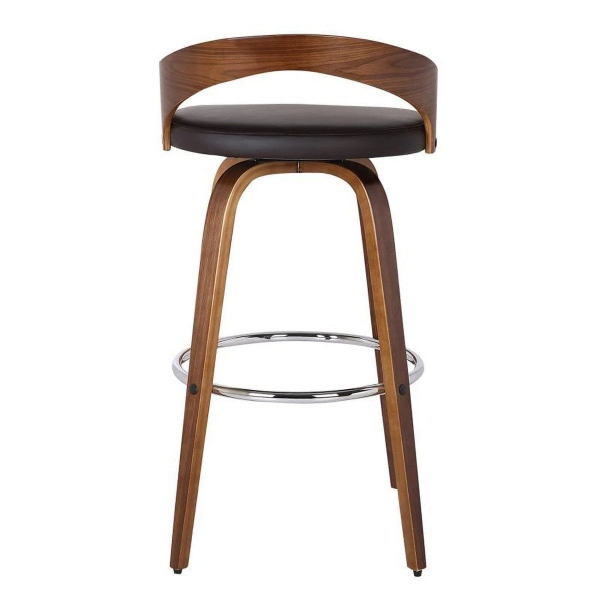 26" Faux Leather Wood Counter Stool in Brown/Walnut M724424