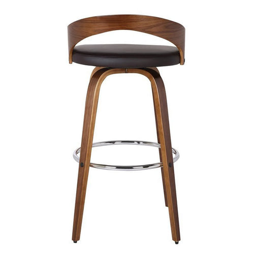 26" Faux Leather Wood Counter Stool in Brown/Walnut M724424