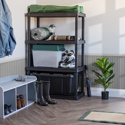4-Shelf Heavy Duty Plastic Storage Shelves Black V69471