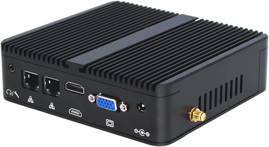 Quad-Core J4125 Mini PC Barebone System, HDMI, VGA, 4K Output, Alloy Case, Fanless W290025