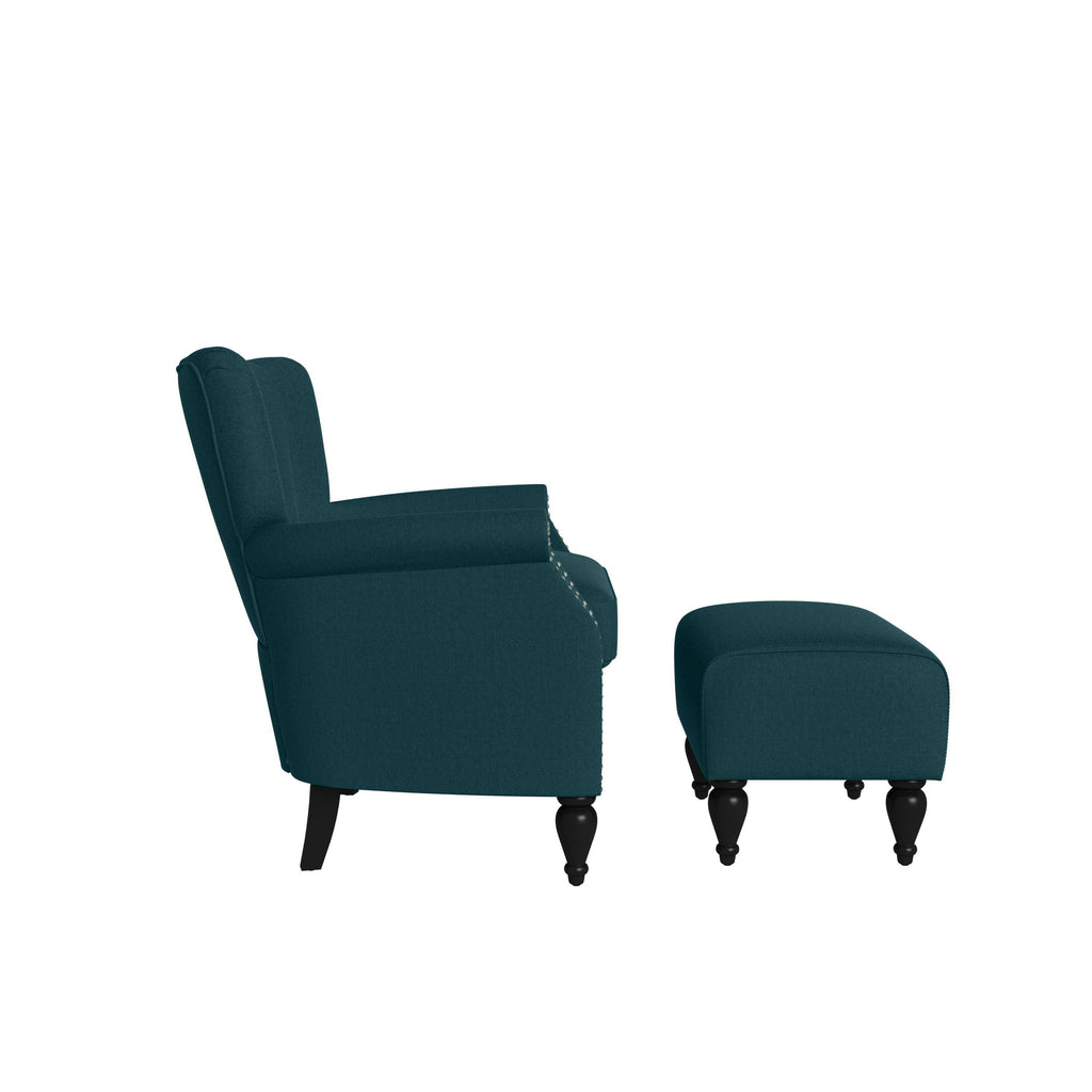 Botanical Velvet Arm Chair and Ottoman N638442
